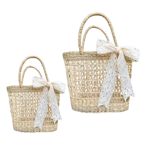 Vietnamese Handcrafted SEAGRASS HANDBAG with Bow Handwoven and Personalized Vietnam Valentine's Day Gift Baskets <b>Straw</b> <b>Bag</b> - Product Image 1