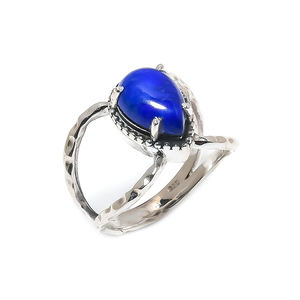 Anillos de compromiso de ónix azul Pera de plata de ley sólida 925, joyería de moda Unisex para bodas, fiestas, Día de San Valentín, venta al por mayor - Product Image 2