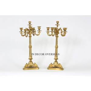 Venta caliente Juego de 2 candelabros de centro de mesa de comedor de decoración de boda de excelente calidad chapados en oro de alta calidad - Product Image 1