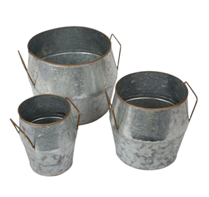 Juego de tres cubos de macetas de flores para decoración del hogar con maceta galvanizada pura de aspecto resistente y elegante a bajo precio - Product Image 2