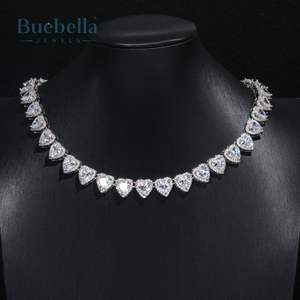 Offre Spéciale 925 Sterling Silver 10mm Iced Heart Cluster Tennis Chaîne Ras Du Cou Colliers Moissanite Bijoux pour Femmes - Product Image 4