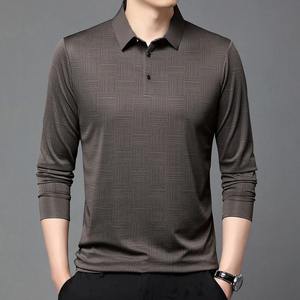 Nueva camisa de manga larga informal de negocios para hombres, camisa Polo de Color sólido, camiseta versátil cómoda transpirable a la moda - Product Image 2