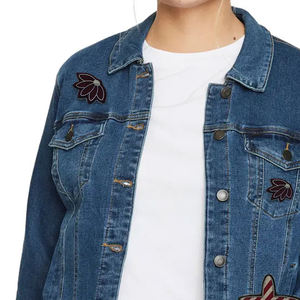 Nouvelle arrivée veste de mode pour femmes fabriquée à la main toile Denim avec remplissage en coton broderie à la main broche prix de gros - Product Image 5