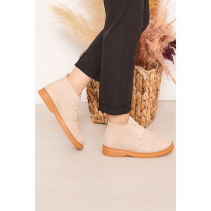 Botas de Ante con Cordones hasta el Tobillo para Mujer, Estilo Occidental, Tacón Plano, Transpirables, para Otoño e Invierno, Material Superior de Cuero PU - Product Image 3