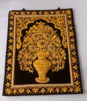 Décoration murale brodée Zari, décoration intérieure de luxe pour les pièces, cadeaux en tissu et résine, intemporelle