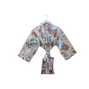 ชุดกิโมโนผ้าฝ้ายน้ำหนักเบาสำหรับผู้หญิงเสื้อคลุมยาวสำหรับใส่ในเวลากลางคืนชุดคลุมอาบน้ำระบายอากาศได้ดีดีไซน์วินเทจ - Product Image 2