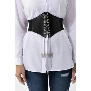 Ceinture corset en tricot élastique pour femme - Noir - Product Image 1