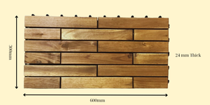 Azulejo de cubierta de Patio de madera de Acacia antideslizante moderno 15 listones tipo entrelazado impermeable uso interior exterior balcón jardín - Product Image 2