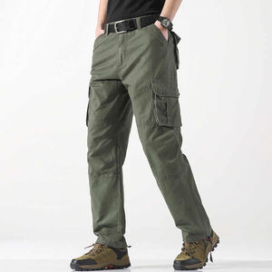 Pantalons cargo décontractés pour hommes en gros, sur mesure, avec poches latérales, finition délavée foncée, légers et anti-boulochage, en élasthanne/coton - Product Image 1