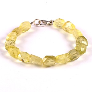 Bracelet de perles à facettes unisexe en quartz citron pour fêtes de mariage Cadeau certifié parfait - Product Image 1
