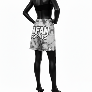 Shorts en molleton de coton épais 300 GSM, délavé à l'acide, gris noir, look rétro, logo personnalisé sérigraphié, vêtements décontractés pour femmes - Product Image 4