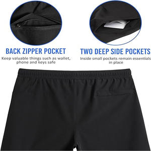 Pantalones cortos deportivos para hombre con estampado personalizado de doble capa, pantalones cortos transpirables de secado rápido con Forro fino para hombre - Product Image 4