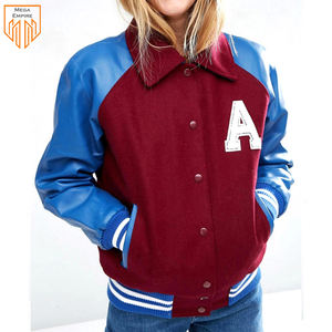 La mejor chaqueta universitaria estampada para mujer de calidad superior transpirable cómodo azul Mehroon liso teñido a prueba de viento impermeable polar - Product Image 4