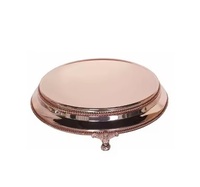 Support à gâteau rond brillant plaqué cuivre Base de support à gâteau fini nickelé Support à gâteau rond en métal décoratif en aluminium