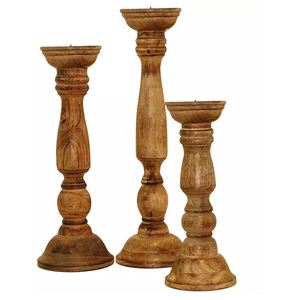 Candelabro de madera Vintage, soporte para Decoración de mesa antigua, vela de boda, directo de fabricación - Product Image 1