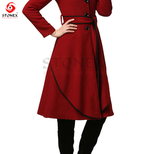 Prendas de vestir de invierno de moda de la mejor calidad, abrigo de mujer con cinturón, abrigo y chaqueta de tela de lana de estilo elegante para mujer - Product Image 5