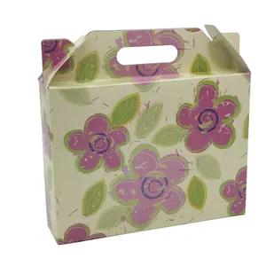 CARDBOARD SHOPPER FOR GIFT WITH AUTOMATIC BOTTOM AND HANDLE BIG SIZE PINK FLOWER