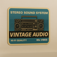 Panneau décoratif mural vintage en aluminium style Art Déco, système audio stéréo rétro Boombox, ambiance années 80, découpé et gaufré, pour mariage et anniversaire