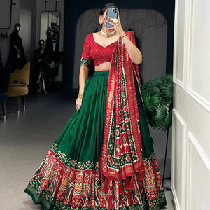 Lehenga ผ้าไหมพิมพ์ลายแฟนซีสำหรับชุดเพื่อนเจ้าสาวอินเดียปากีสถานสไตล์ปากีสถาน - Product Image 1