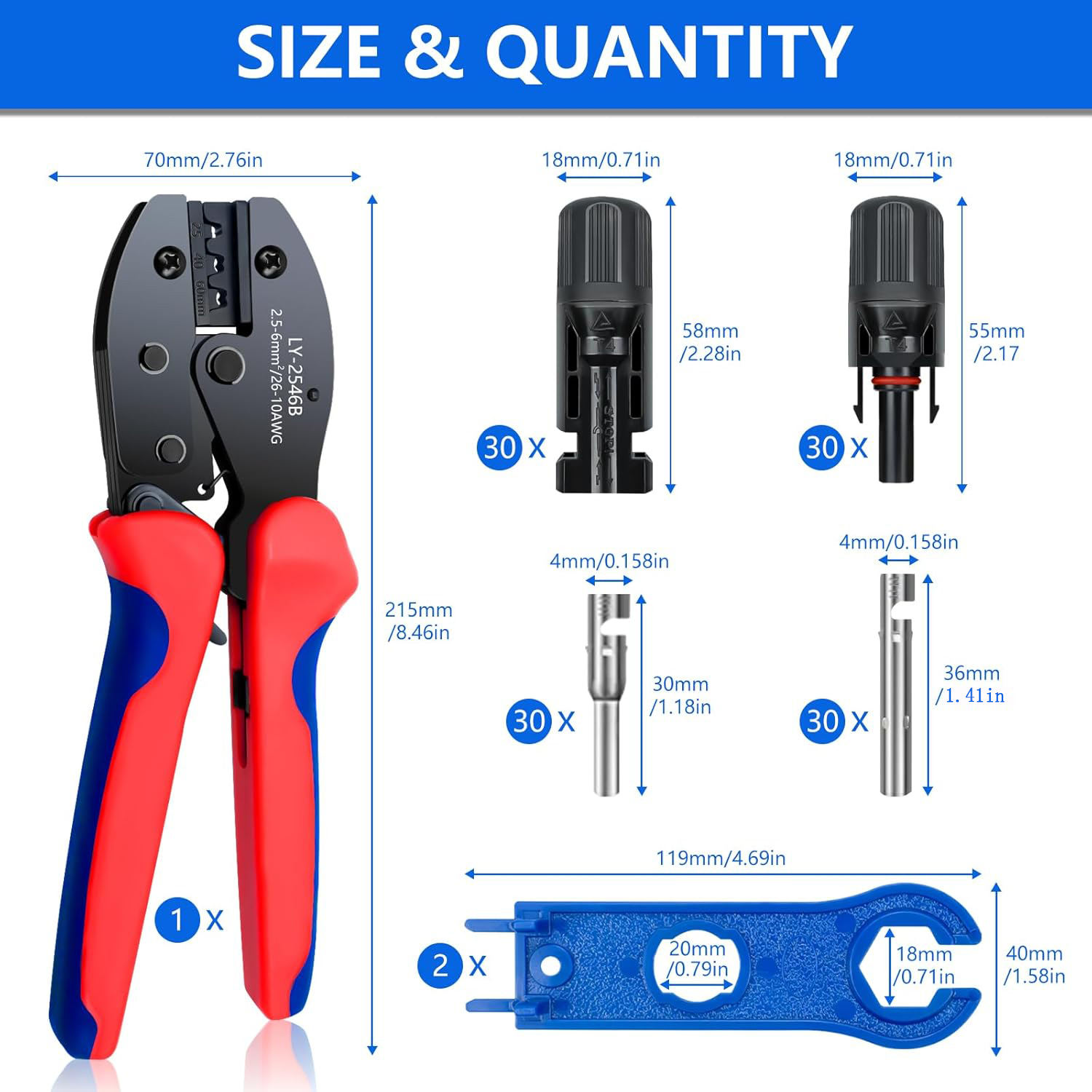 plier+30pcs connectors +2pcs Spanners