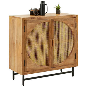 Meuble moderne de luxe en bois massif avec porte ajustée en rotin Meuble de salon design - Product Image 1