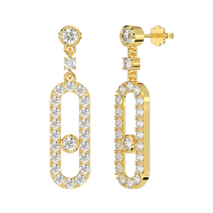 Boucles d'oreilles pendantes en or jaune 10K géométrique rond brillant CZ pierre Fine bijoux cadeau de haute qualité pour femmes bijoux Calista - Product Image 6