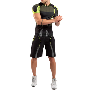 Men's Fitted Sublimation Printed Rash Guard Black <b>Neon</b> Green Moisture Wicking Stretch Breathable MMA Combat Sports Shirt - Product Image 6