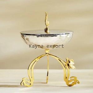 Support de luxe fait à la main avec motif de fleurs plaqué or décoration de table brûleur Bakhoor support de brûleur d'encens de parfum de maison - Product Image 5