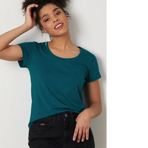 T-shirt à col rond en coton biologique pour femmes, manches courtes, t-shirts respirants pour femmes - Product Image 5