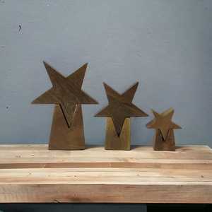 Haute qualité naturel manguier bois artisanat fabriqué à la main étoile support Antique thème noël ferme bricolage gravure affichage modèle - Product Image 4