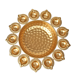 Porte-bougie chauffe-plat en fer forgé de 14 pouces, durable et écologique, pour la décoration intérieure, les festivals et l'usage spirituel - Product Image 1