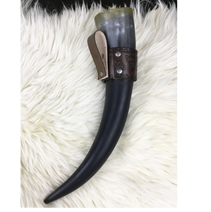 Cornes à boire de buffle de meilleure qualité Corne à boire Viking naturelle avec support en cuir d'Inde - Product Image 5