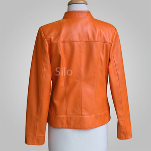 2025 classique femmes Original Orange peau de mouton cuir matelassé veste respirant bas quantité minimale de commande haute qualité en gros hiver chauffé - Product Image 6
