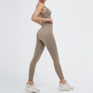 Conjunto de ropa de Yoga de talla grande a la moda, ropa deportiva de 2 piezas para mujer, Top corto, conjunto largo de Fitness para gimnasio, traje de Yoga - Product Image 2