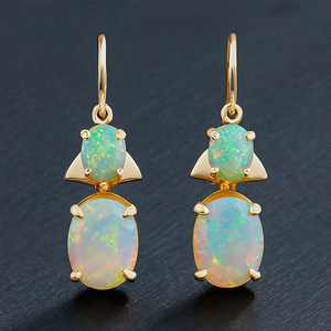 Oval Shape Blue <b>Opal</b> <b>Earrings</b> 925 Sterling Silver Natural Gemstone Pave <b>Earring</b> Rhodium Plated Fine Jewelry - Product Image 4