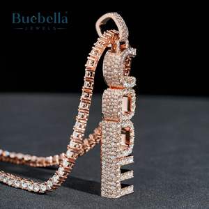 Colgante Vertical Personalizado de Alta Calidad en Plata 925 con Baño de Oro Rosa de 14K, Completamente Engastado con Moissanita, para Hombre, Estilo Hip Hop - Product Image 3