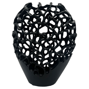 Vase à fleurs en aluminium noir de luxe pour la décoration de la maison et des mariages, vase à fleurs pour la décoration de bureau, design élégant, vase hautement poli - Product Image 2