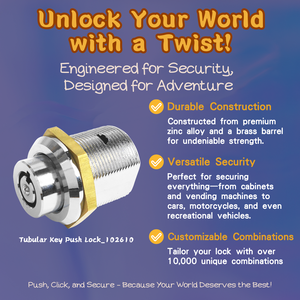 Serrure à poussoir en laiton inviolable 60mm Backset Type tubulaire sécurisé Finition chromée 2 clés pour le verrouillage du coffre-fort - Product Image 6