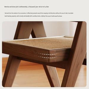 Sedia in Rattan Stile Chandigarh Retrò, Sedia da Pranzo in Legno Massello, Sgabello con Braccioli <span class=keywords><strong>e</strong></span> Schienale per Casa <span class=keywords><strong>e</strong></span> Ristorante - Product Image 4