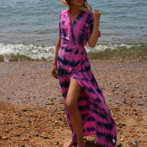 Nuevo Vestido Maxi sin Mangas con Estampado Tie Dye Hecho a Mano, Ecológico, Estilo Boho para Mujer, Venta al Por Mayor OEM - Product Image 1