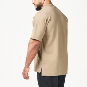 เสื้อยืดแฟชั่นสำหรับผู้ชายทรงโอเวอร์ไซส์ทรงโอเวอร์ไซส์คอกลมแขนสั้นเสื้อ100% ผ้าคอตตอนพลัสไซส์ - Product Image 2