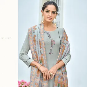 Designer PartyWear Readymade 14Kg Reyon Kurta Set avec broderie Travail avec impression numérique Maslin lourd Dupatta - Product Image 1