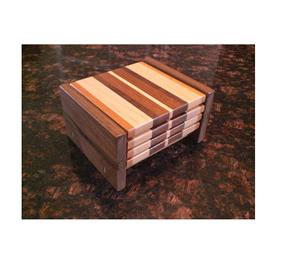 Dessous de verre en bois pour tasse et feuille, tapis de table à rayures de forme carrée en bois, décoration moderne - Product Image 1