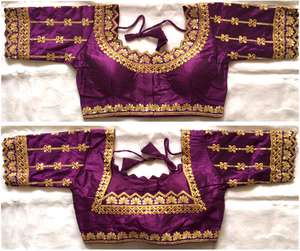 Blouse de créateur avec séquence lourde, Zari, codage et travail de fil - Product Image 4