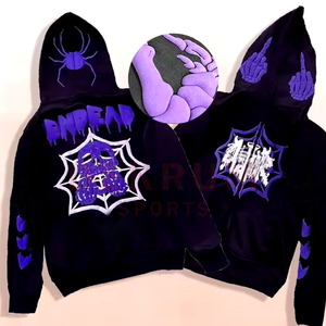 Pull-over à capuche décontracté de couleur unie pour hommes, impression bouffante, vêtements d'hiver à capuche, teints en couleur et personnalisés, à vendre - Product Image 3