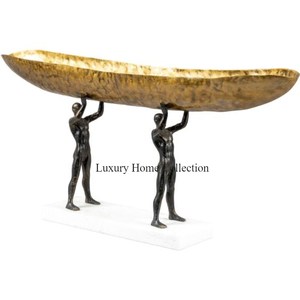 Escultura de mármol de forma redonda de diseño simple con soporte de metal plateado o marco de mesa y centro de mesa esculturas decorativas - Product Image 2