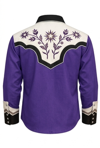 Camisa Vaquera Unisex de Manga Larga con Bordado Rodeo, Estilo Vintage Casual, Corte Ajustado, Ribete en Contraste, Personalizable OEM - Product Image 4
