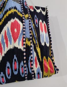 Sac fourre-tout Boho réversible en coton matelassé fait à la main sac d'épicerie durable écologique motif imprimé Animal imprimé à la main - Product Image 3