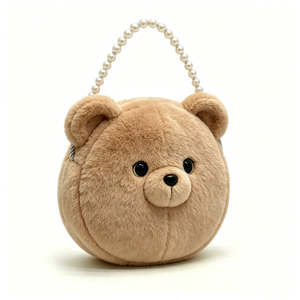 customized <b>Cute</b> teddy <b>bear</b> plush bag,Light brown <b>bear</b> plush handbag,Round <b>bear</b> plush bag,Plush <b>bear</b> handbag with rope handles - Product Image 4