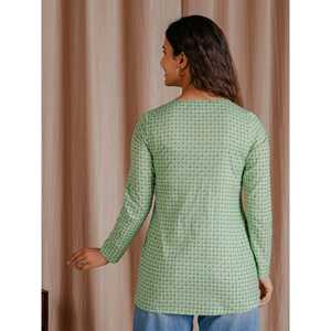 Top Corto de Algodón Butti Verde Pastel Estilo Básico con Cuello Halter y Lazo, Transpirable, Tejido, con Botones y Plumas, para Uso Diario - Product Image 6